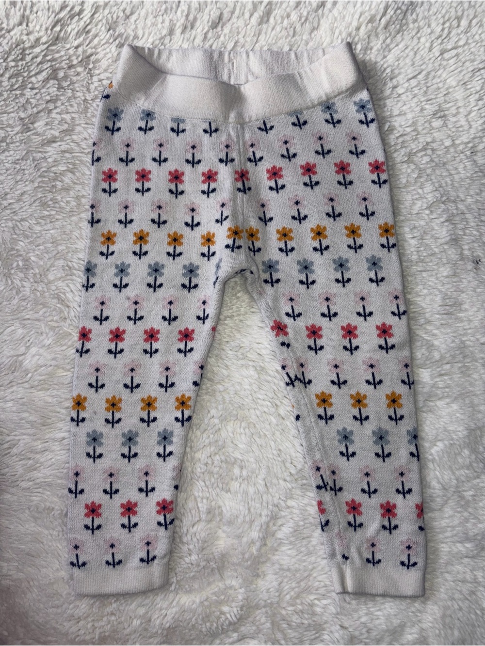 Hanna Andersson Girls 2T Sweater Stretch Knit Leggings Floral Daisies Multicolor